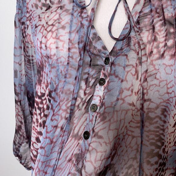 Patterson J. Kincaid Long Sleeve Sheer Top Purple Small - Picture 4 of 14